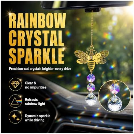 Bling Crystal Suncatchers Bee Car Rear View Mirror Charm, Rhinestones - Image 6