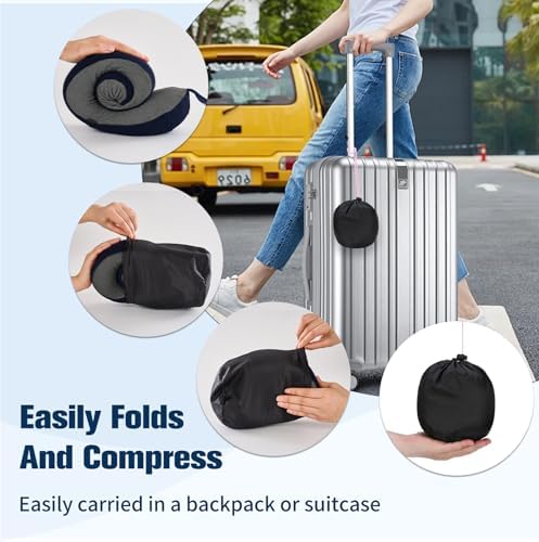 Cirorld Neck Pillow for Traveling, Travel Pillows for Airplanes Navy Blue - Image 6