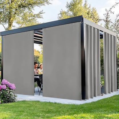 NICETOWN Outdoor Curtains Windproof Adhesive Top W66xL90 Silver Gray by NICETOWN