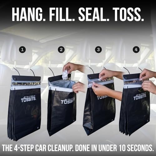 Tossits Recycled Disposable Car Trash Bags – Leakproof, Smell Proof Hanging - Image 3
