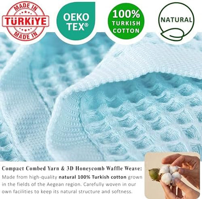 PÜSKÜL Natural 100% Turkish Cotton Waffle Bath Towels Set of 2, Extra-Large - Image 3