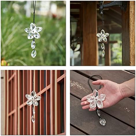 Crystal Flower Rear View Mirror Pendant Car Hanging Ornament Lucky Accessory - Image 4
