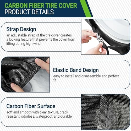 Season Guard 4Pack Carbon Fiber Tire Cover, Fit Truck SUV RV Trailer Camper - Image 4