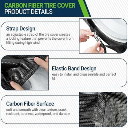 Season Guard 4Pack Carbon Fiber Tire Cover, Fit Truck SUV RV Trailer Camper - Image 4