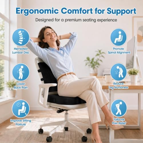 CloudBliss Ergonomic Seat Cushion & Lumbar Support Pillow Set - Image 2