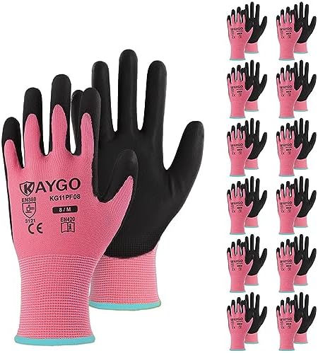KAYGO Safety Work Gloves for Men Women, PU Coated Palm & Fingers by KAYGO