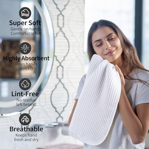 Microfiber Waffle Hand Towels, 2 Pieces, Fast Drying, Lint Free 430 GSM - Image 4