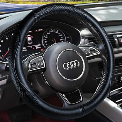 Haokay Heavy Duty Pure Cowhide Steering Wheel Cover, Genuine Leather Steering by HAOKAYAUTOPRODUCTS