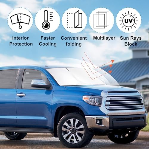 Windshield Sun Shade Sunshade for 2007-2025 2026 Toyota Tundra - Image 2