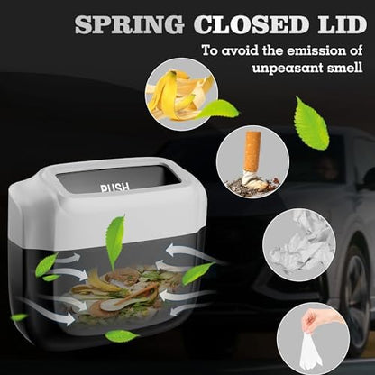 2 Pack Car Trash Can with Lid, Built-in Storage Garbage Bag - Image 3