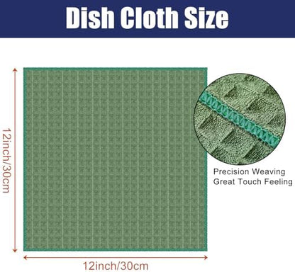 Homaxy Microfiber Waffle Weave Kitchen Dish Cloths, 12 Pack, Grass Green - Image 2