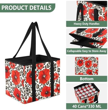 ALAZA Red Poppy Leopard Cheetah Car Trunk Organizer and Storage - Image 3