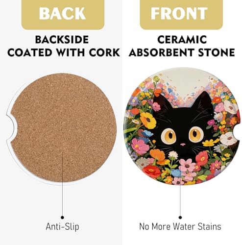2 Pack Car Coasters for Cup Holders, Cute Car Accessories Interior - Image 2