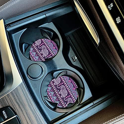 Small 2.56" Absorbent Car Coasters 2 Pack, Auto Cup Holder Accessories - Image 2