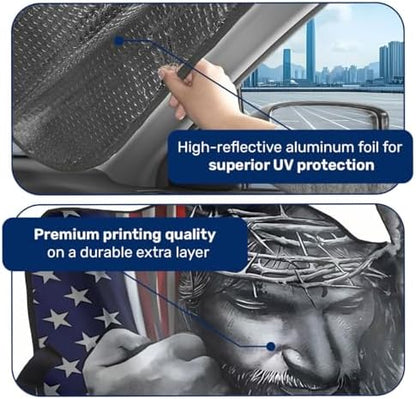 GENANY Faith Patriotic Windshield Sun Shade 55 x 30 Inch - Image 4