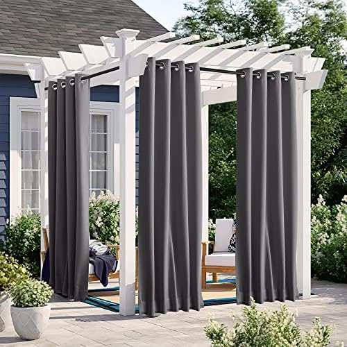 NICETOWN 2 Panels Windproof Blackout Outdoor Curtains W46xL80 Grey by NICETOWN
