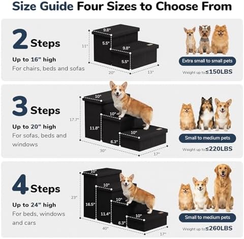 2-Step Wide Dog Stairs with Storage 11" H, Non-Slip Sturdy Pet Steps - Image 2