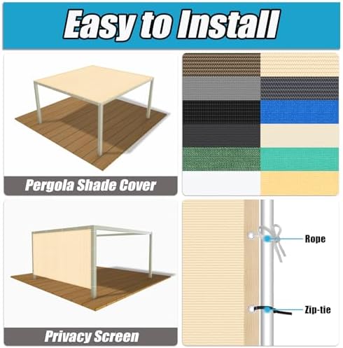 Amagenix 90% Pergola Shade Cover 6' X 18' Sun Shade Cloth - Image 4