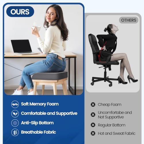 SweetSlubr Seat Cushion, Chair Pad, Memory Foam Tailbone Pain Relief - Image 5