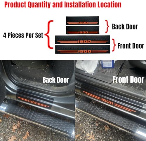 Car Accessories 4 Pcs Carbon Fiber Door Sill Scuff Protector Auto Door Entry - Image 4