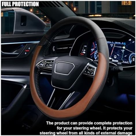 LAINLOY 15" Car Steering Wheel Cover, Microfiber Leather Cover - Image 4