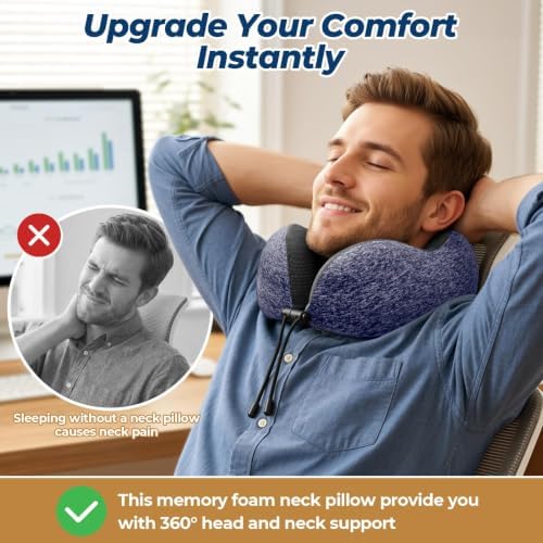 ExploreBliss Travel Pillow, Neck Pillow Airplane, Mottled Blue - Image 6
