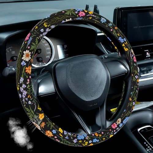Wildflower Car Steering Wheel Cover, Cute Steering Wheel Cover Protector - Image 2