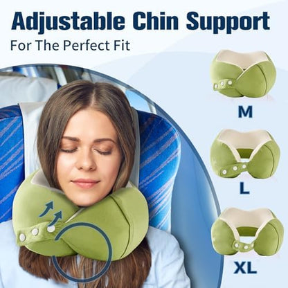 Cirorld Neck Pillow for Traveling, Travel Pillows for Airplanes Green - Image 3