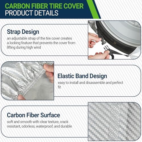 Season Guard 4Pack Carbon Fiber Tire Cover, Fit Truck SUV RV Trailer Camper - Image 4