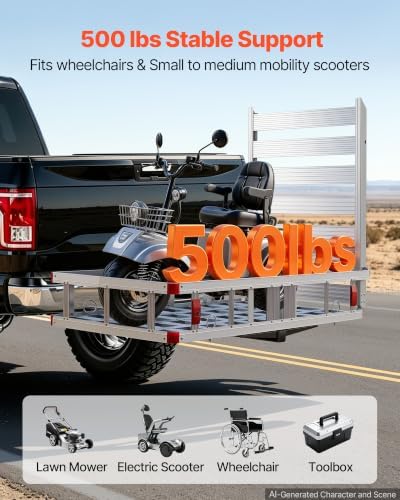 VEVOR Hitch Mount Wheelchair Carrier, 500LBS Mobility Scooter Carrier - Image 2