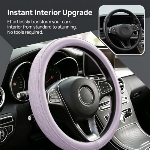 Zpana 14.5-15" Car Steering Wheel Cover, Breathable Soft Leather - Image 2