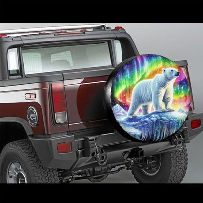 Colorful Northern Lights Bear Spare Tire Cover - Image 2