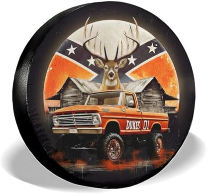 GENANY Deer Vintage Truck Thick PVC Leather Spare Tire Cover Size 16 by GENANY