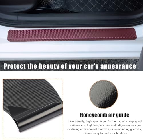 Ohleats 4 PCS Car Door Sill Protectors, Anti Scratch Carbon Fiber Auto - Image 5