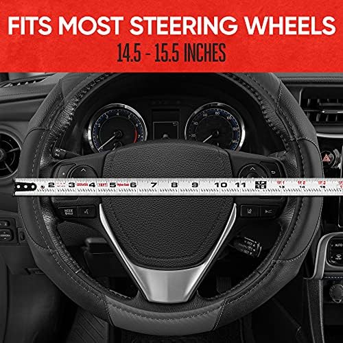 Motor Trend GripDrive Gray Carbon Fiber Steering Wheel Cover, Standard 15 inch - Image 5