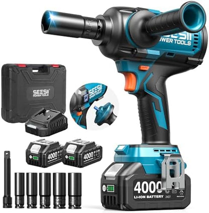 SEESII Upgraded Impact Wrench 1180 Ft-lbs: 1/2" High-Torque Impact Gun by SEESII