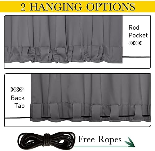 NICETOWN 2 Panels Windproof Blackout Outdoor Curtains W46xL80 Grey - Image 3