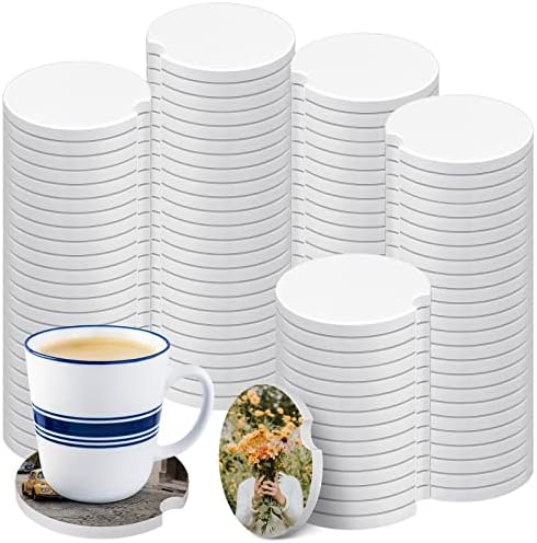 Frienda 100 Pieces Ceramic Car Sublimation Blanks Cupholders Sandstone DIY by Frienda