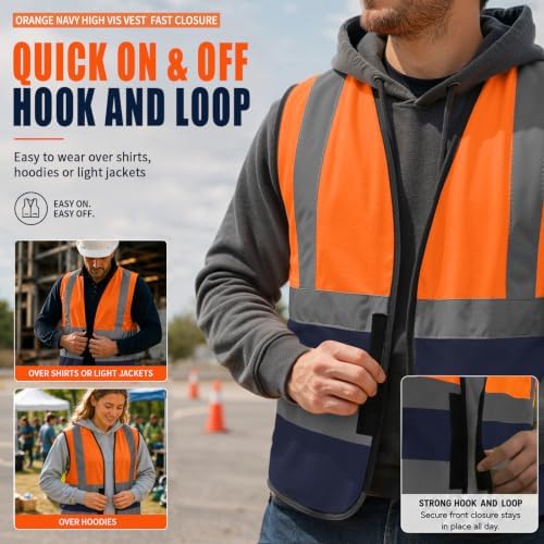 AYKRM 12 colour High visibility viz vest hi vis viz reflective work - Image 5