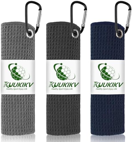 3 Pack 16" X 16" Golf Towels for Golf Bags, 3 Stain-Resistant Colors by KuukikvDirect