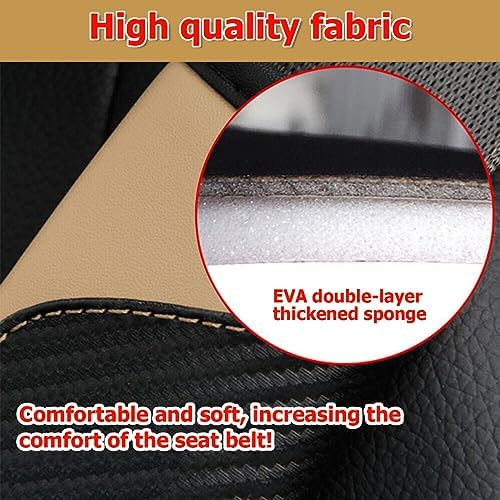 AUCELI 2PCS Carbon Fiber Car Seat Belt Cover, Breathable Leather - Image 4