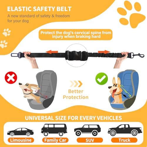 Dog Seat Belt Retractable Dog Car Harness 1 Pack Elastic Bungee Buffer - Image 5