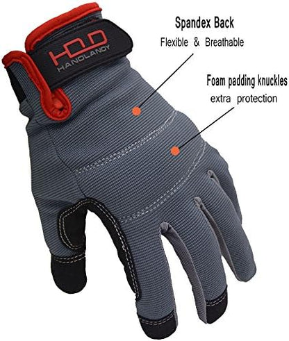 HANDLANDY Work Gloves for Men & Women, Utility Mechanic Working Gloves Touch - Image 3