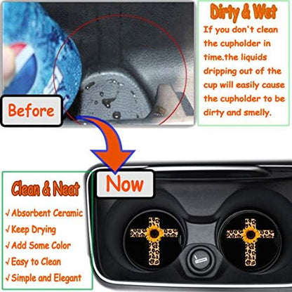 Car Coasters 2 Pack, Small 2.56" Absorbent Ceramic Coaster - Image 4