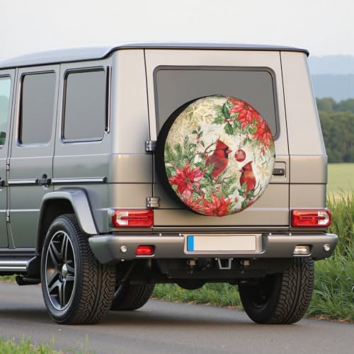 Winter Red Bird Spare Tire Cover 15 Inch Christma Holly Red Poinsettias - Image 7