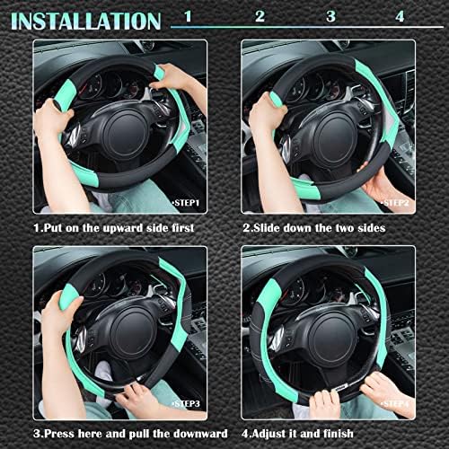 CAR PASS Line Rider Microfiber Leather Sporty Steering Wheel Cover Universal - Image 4