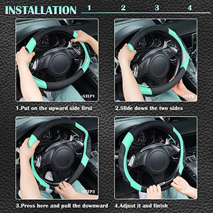 CAR PASS Line Rider Microfiber Leather Sporty Steering Wheel Cover Universal - Image 4