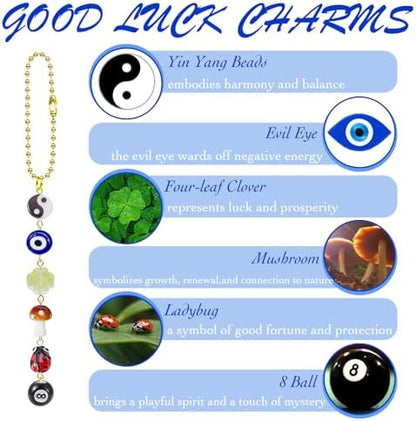 Evil Eye Car Hanging Charm, Rear View Mirror Accessories, Boho Mushroom Decor - Image 3