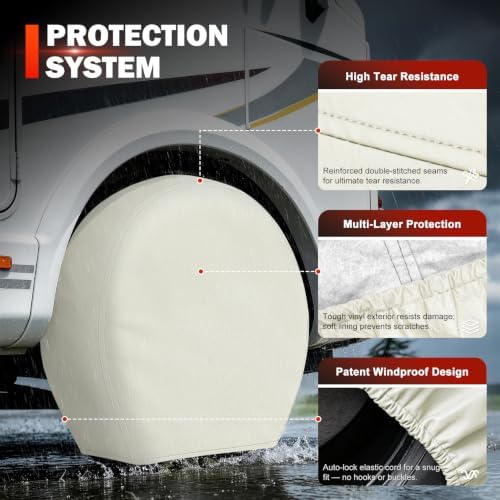 Explore Land Tire Covers 4 Pack Fit Tire Diameters 39-42 inch, Off White - Image 2