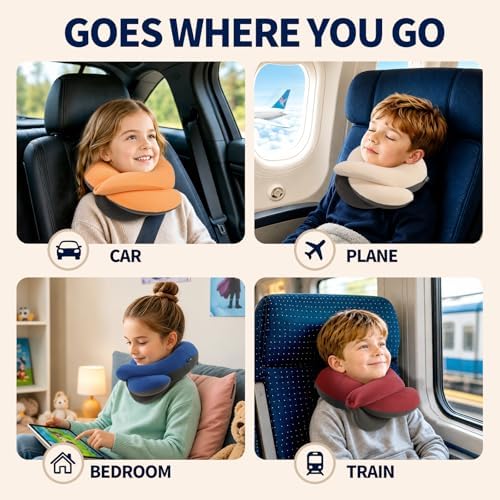 BUYUE Kids Travel Pillows for Airplane, Memory Foam 360° Head Support Sleeping - Image 6